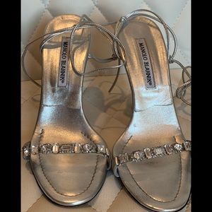 Manolo Blahnik silver high heel sandals